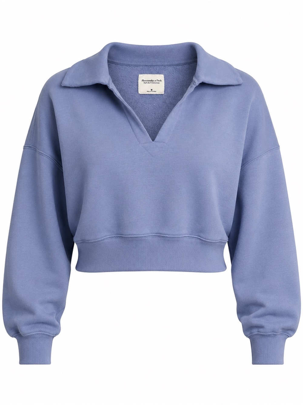 Abercrombie & Fitch Cropped Collared Sweatshirt - Periwinkle
